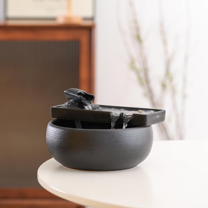 Andady Ceramic Tabletop Fountain for Indoor and Outdoor Table Desk Office Patio (Ceramic Fountain) - Image 3